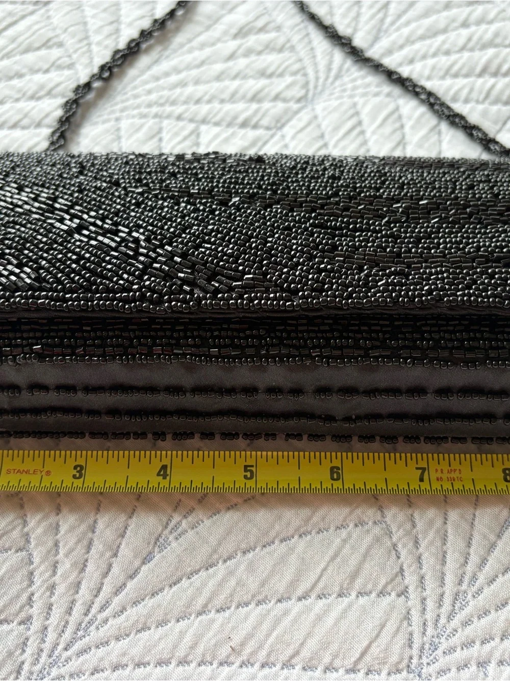 Black Beaded Evening Clutch with Strap